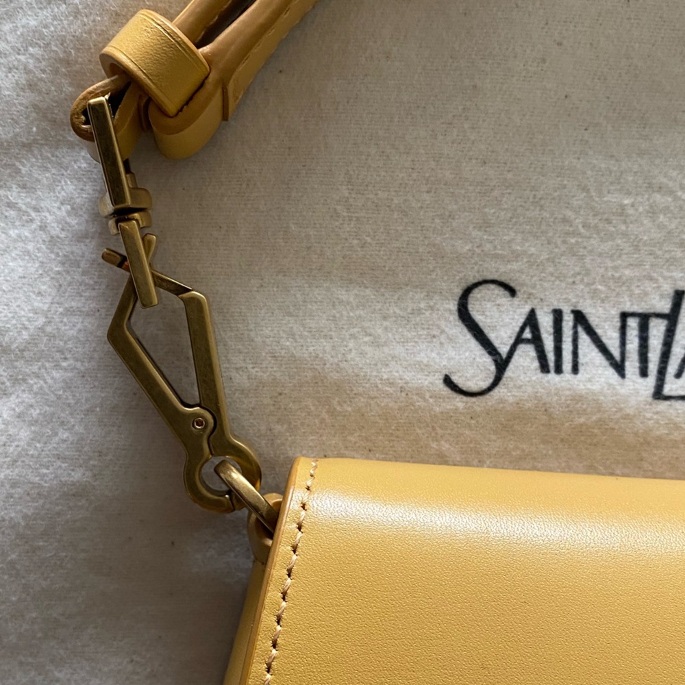 SAINT LAURENT Mustard Yellow Leather Crossbody Bag - Picture 15 of 16